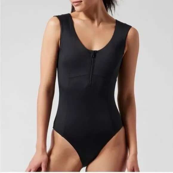 Athleta Women's Dea Sea Black One-Piece Swimsuit NWT Size MT - Picture 1 of 11